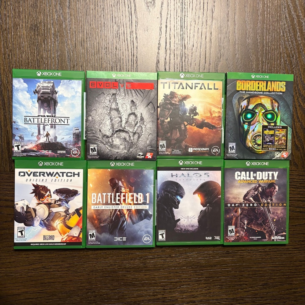 Xbox One 8 Game Lot Halo 5 Overwatch Battlefield 1 Call of Duty Titanfall Border